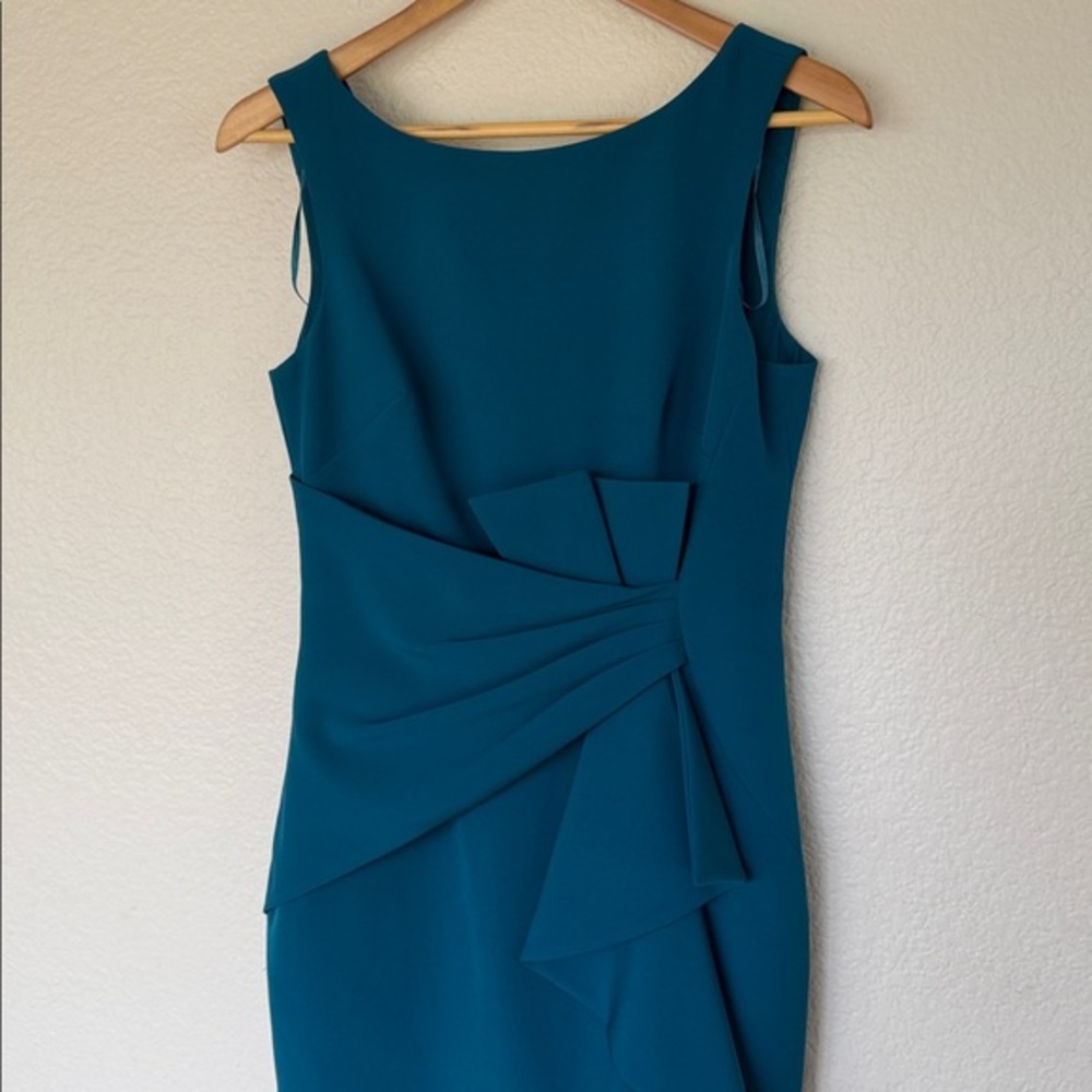 Eliza J Sleeveless Cascading Ruffle Front Gown emerald teal